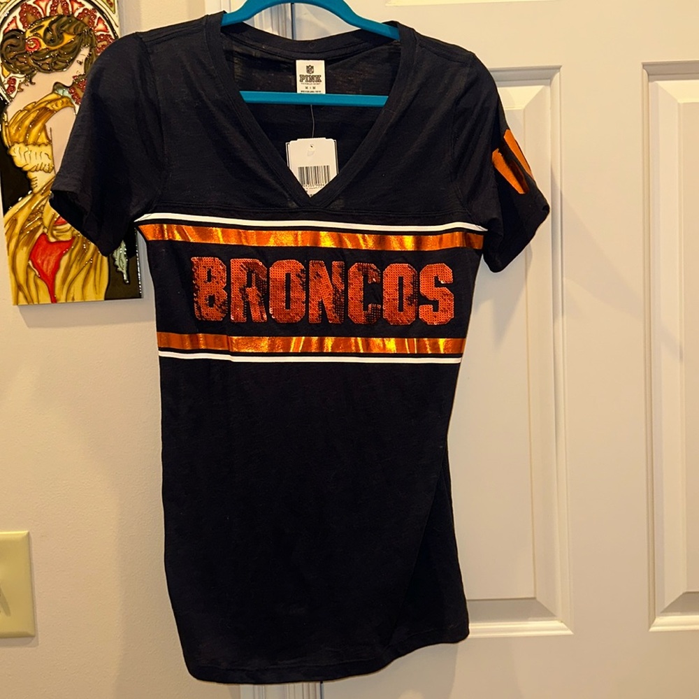 Victoria’s Secret Pink Sequin Denver Broncos T Shirt Medium